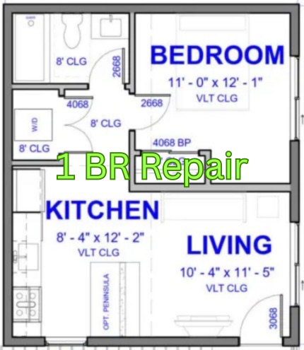 1 Bedroom Repair system no tank