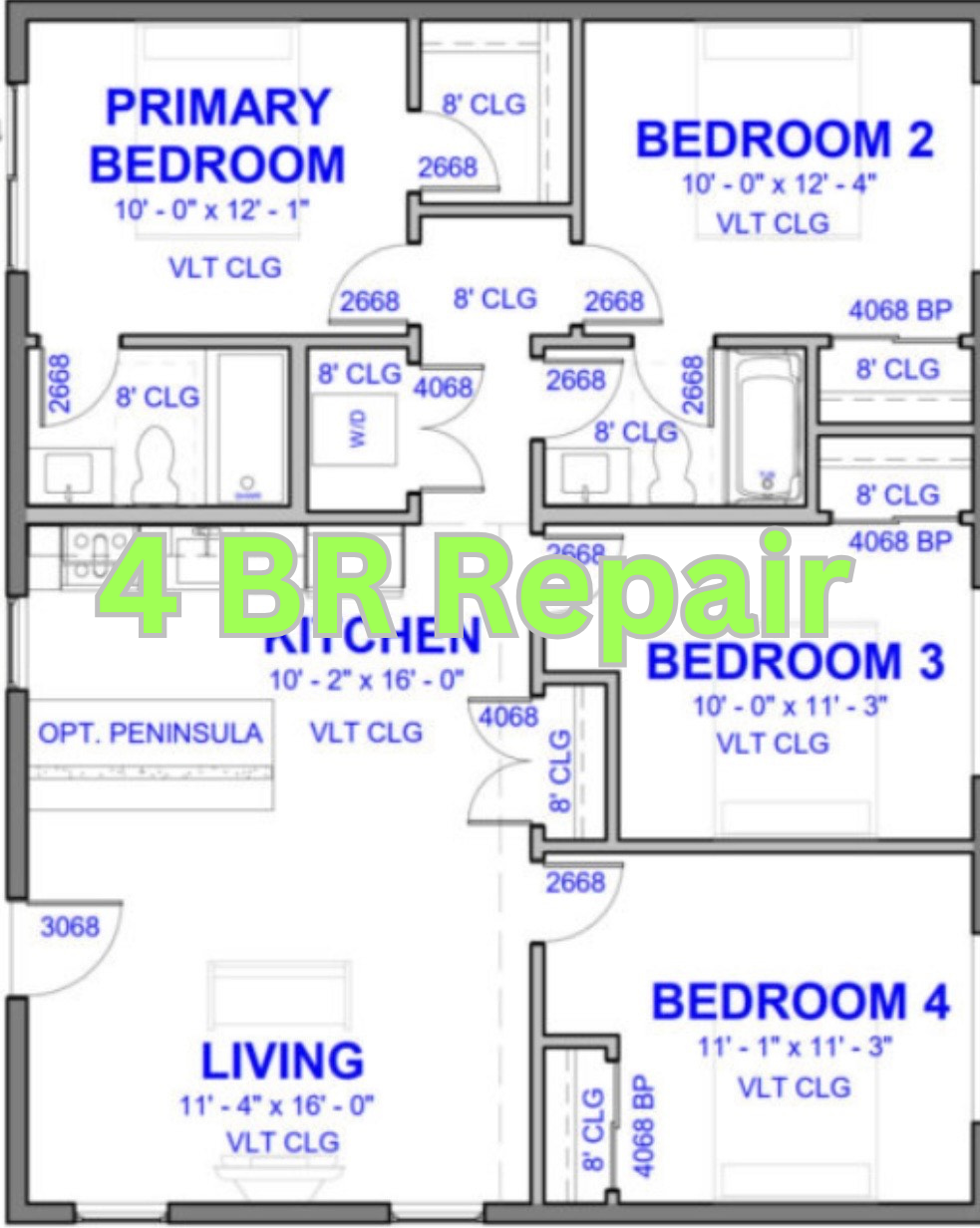 4 Bedroom Repair system, no tank