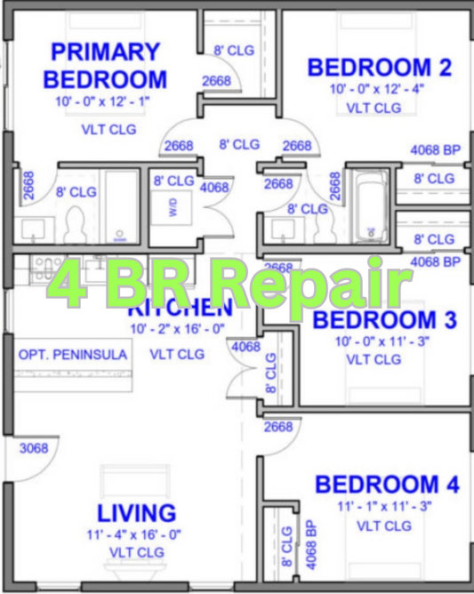 4 Bedroom Repair system, no tank